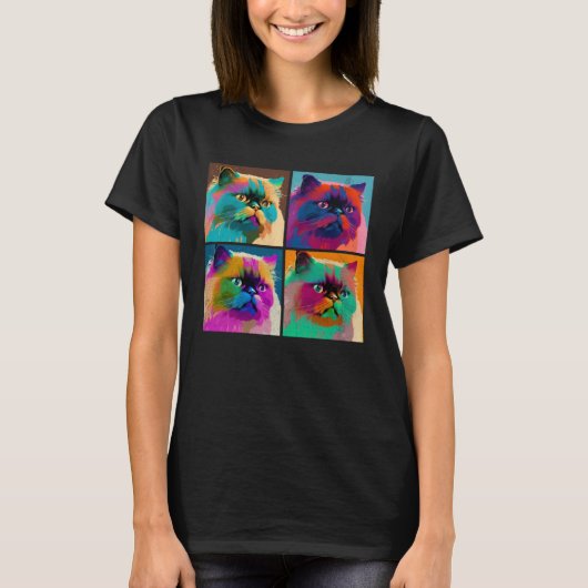 Himalayan Cat Pop Illustration Colorful Animal 2 Tシャツ (正面)