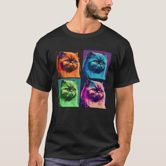 Himalayan Cat Pop Illustration Colorful Animal Tシャツ (正面)