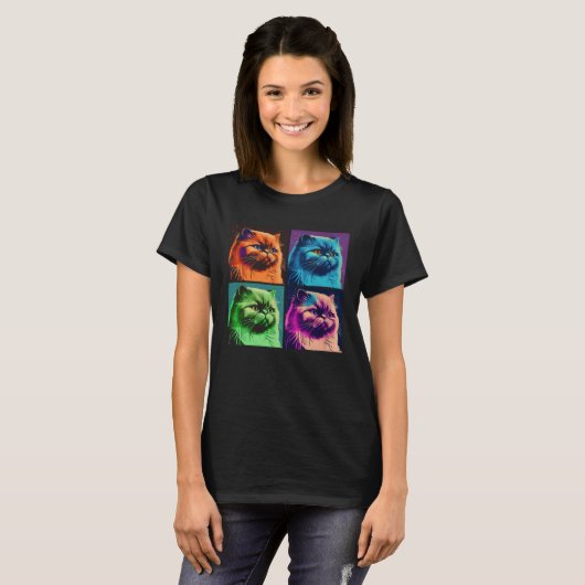 Himalayan Cat Pop Illustration Colorful Animal Tシャツ (正面フル)