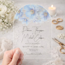 Himalayan Poppy Blue Elegant Acrylic Wedding アクリル招待状