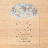 Himalayan Poppy Blue Elegant Acrylic Wedding アクリル招待状 (正面)