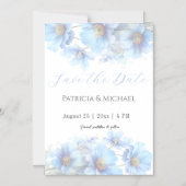 Himalayan Poppy Soft Blue Watercolor Floral マグネット招待状 (正面)