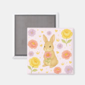 HIMEKARI Floral Bunny Magnet – Pink マグネット (正面/裏面)