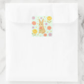 HIMEKARI Floral Bunny Sticker – Green スクエアシール (バッグ)