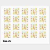 HIMEKARI Floral Bunny Sticker – Green スクエアシール (シート)