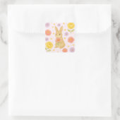 HIMEKARI Floral Bunny Sticker – Pink スクエアシール (バッグ)