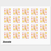 HIMEKARI Floral Bunny Sticker – Pink スクエアシール (シート)
