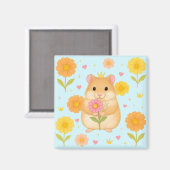 HIMEKARI Floral Hamster Magnet – Blue マグネット (正面/裏面)