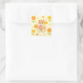 HIMEKARI Floral Hamster Sticker – Cream スクエアシール (バッグ)