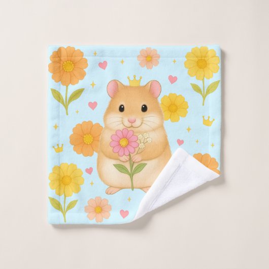 HIMEKARI Floral Hamster Wash Towel – Blue ウォッシュタオル (ウォッシュタオル)