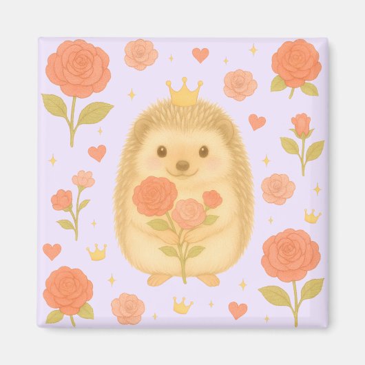 HIMEKARI Floral Hedgehog Magnet – Purple マグネット (正面)