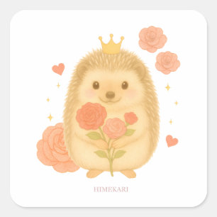 HIMEKARI Floral Hedgehog Sticker –Clear スクエアシール