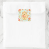 HIMEKARI Floral Hedgehog Sticker – Green スクエアシール (バッグ)