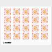HIMEKARI Floral Hedgehog Sticker – Purple スクエアシール (シート)