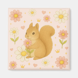 HIMEKARI Floral Squirrel Magnet (Coral) マグネット