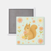 HIMEKARI Floral Squirrel Magnet (Green) マグネット (正面/裏面)