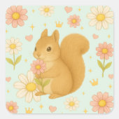 HIMEKARI Floral Squirrel Sticker スクエアシール (正面)