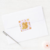 HIMEKARI Floral Squirrel Sticker (Purple) スクエアシール (封筒)