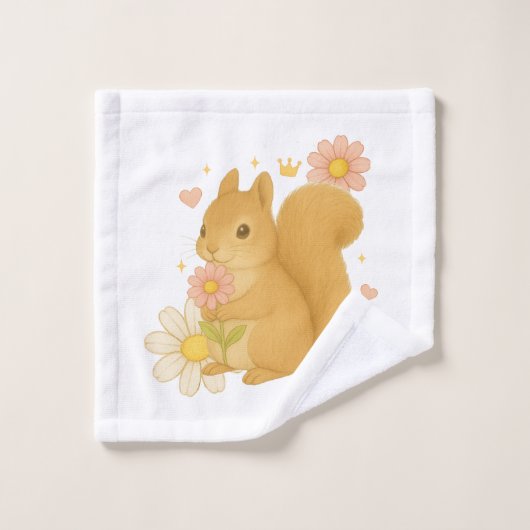 HIMEKARI Floral Squirrel Wash Towel –Clear ウォッシュタオル (ウォッシュタオル)