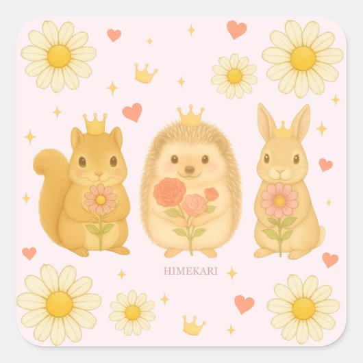 HIMEKARI Stars Sticker – Pink スクエアシール (正面)