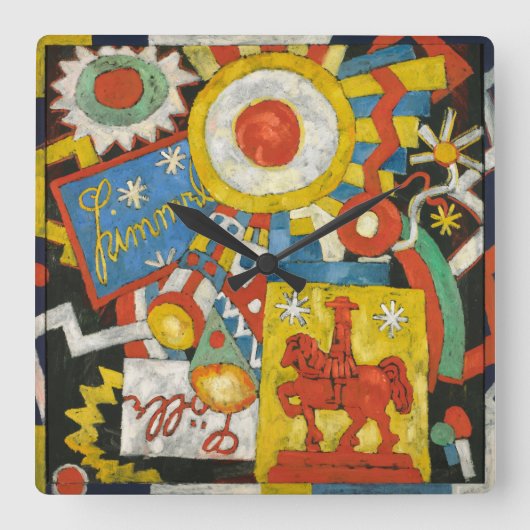 Himmel by Marsden Hartley、ヴィンテージ表現主義 スクエア壁時計 (正面)