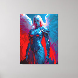 Himmlische Engelsschönheit in silberner Rüstung キャンバスプリント