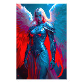 Himmlische Engelsschönheit in silberner Rüstung フォトプリント (正面)