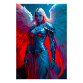 Himmlische Engelsschönheit in silberner Rüstung ポスター (正面)