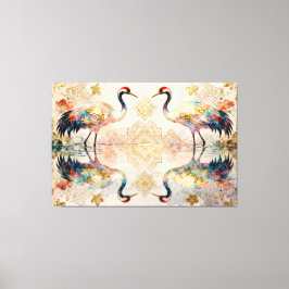 Himmlische Kraniche in Harmonie - Wasserfarben  キャンバスプリント