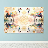 Himmlische Kraniche in Harmonie - Wasserfarben  キャンバスプリント (インサイチュ (ウッドフロア))