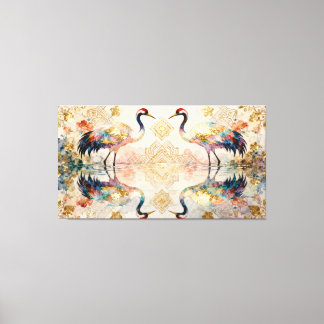 Himmlische Kraniche in Harmonie - Wasserfarben キャンバスプリント