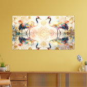 Himmlische Kraniche in Harmonie - Wasserfarben  キャンバスプリント (インサイチュ (リビング))