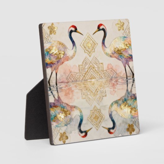 Himmlische Kraniche in Harmonie - Wasserfarben  フォトプラーク (正面)
