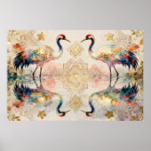 Himmlische Kraniche in Harmonie - Wasserfarben  ポスター (正面)