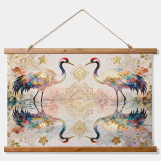Himmlische Kraniche in Harmonie - Wasserfarben 吊り下げ型タペストリー