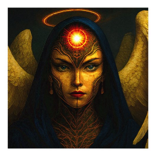 Himmlische Wächter Engel - Glasbaustein Stil フォトプリント (正面)