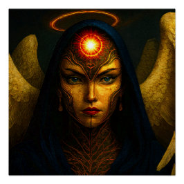 Himmlische Wächter Engel - Glasbaustein Stil ポスター