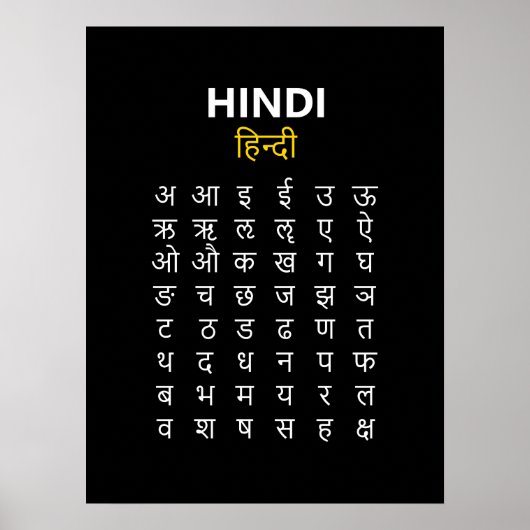 Hindi Alphabet अ–क्ष Devanagari Script ポスター (正面)
