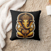 Hindu God Ganesh / Ganesha Pillow with Om design クッション (ブランケット)
