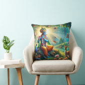 Hindu God Krishna pillow with om design on back クッション (椅子)