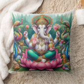 Hindu God Lord Ganesh / Ganesha Pillow with Om クッション (ブランケット)