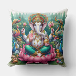 Hindu God Lord Ganesh / Ganesha Pillow with Om クッション