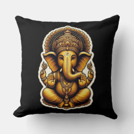 Hindu God Lord Ganesh / Ganesha Pillow with Om クッション