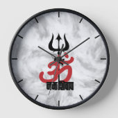 Hindu God Shiva Om Namah Shivay with Trident OM 壁時計 (正面)
