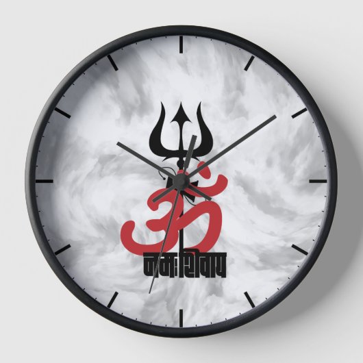 Hindu God Shiva Om Namah Shivay with Trident OM 壁時計 (正面)