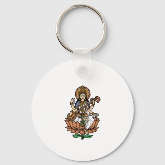 Hindu Goddess Saraswati キーホルダー (正面)