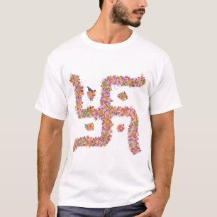 Hindusの花のかぎ十字の記号 Tシャツ