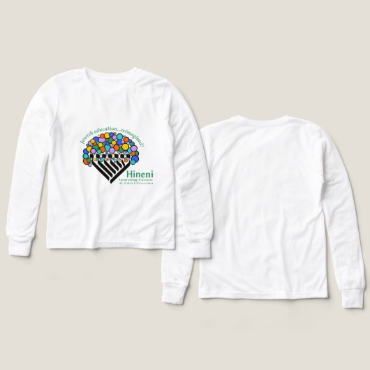 Hineni Learning Center Kids' Long-Sleeve White (デザイン 正面&背面)