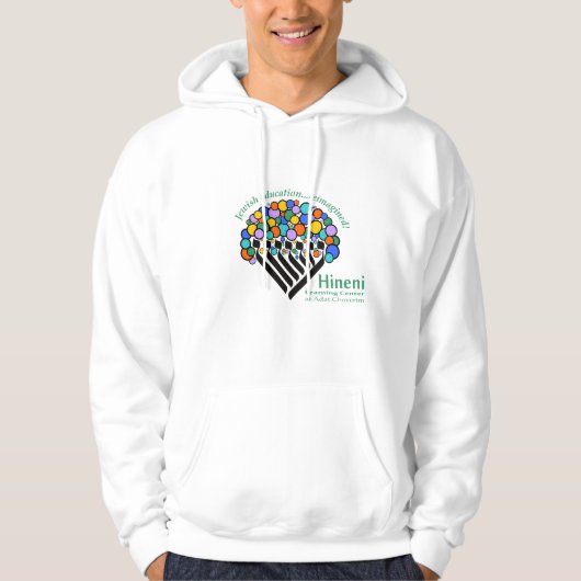 Hineni Learning Center Men's Hoodie - White パーカ (正面)
