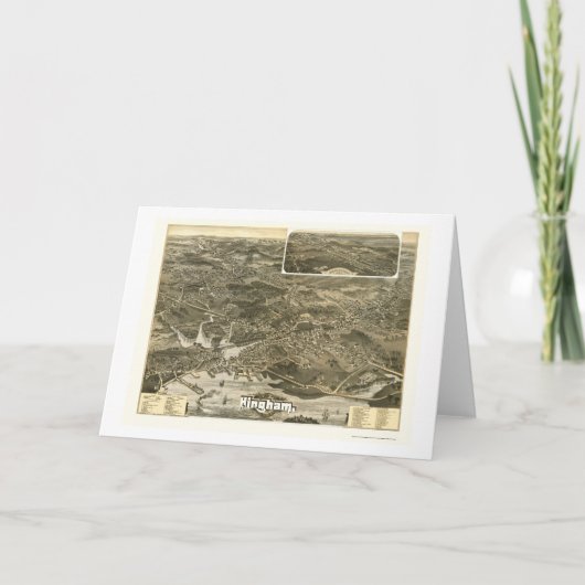 HinghamのMAのパノラマ式の地図- 1885年 カード (正面)